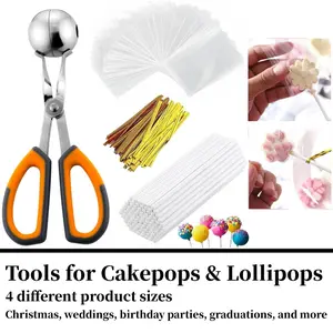 Lollipop Cake Pop Treat Bag Kit, Including 100Pcs Cake Pop Sticks, 100Pcs Parcel Bags, 100Pcs Twist Ties and 1 Cake Pop Mold, Cake Pop Maker Tools for Lollipops, Candies, Chocolates, Cookies Sports & Outdoor, Baking Supplies tiktokshopspringglowup