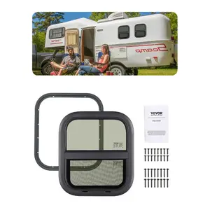VEVOR Vertical RV Window, 14 Wx 16 H Tinted Sliding RV Window with Net Screen Trim Ring, Fit 15/16 - 1 3/4 Thickness Wall, RV Window Replacement for Teardrop Cargo Trailer Camper, DOT Approved