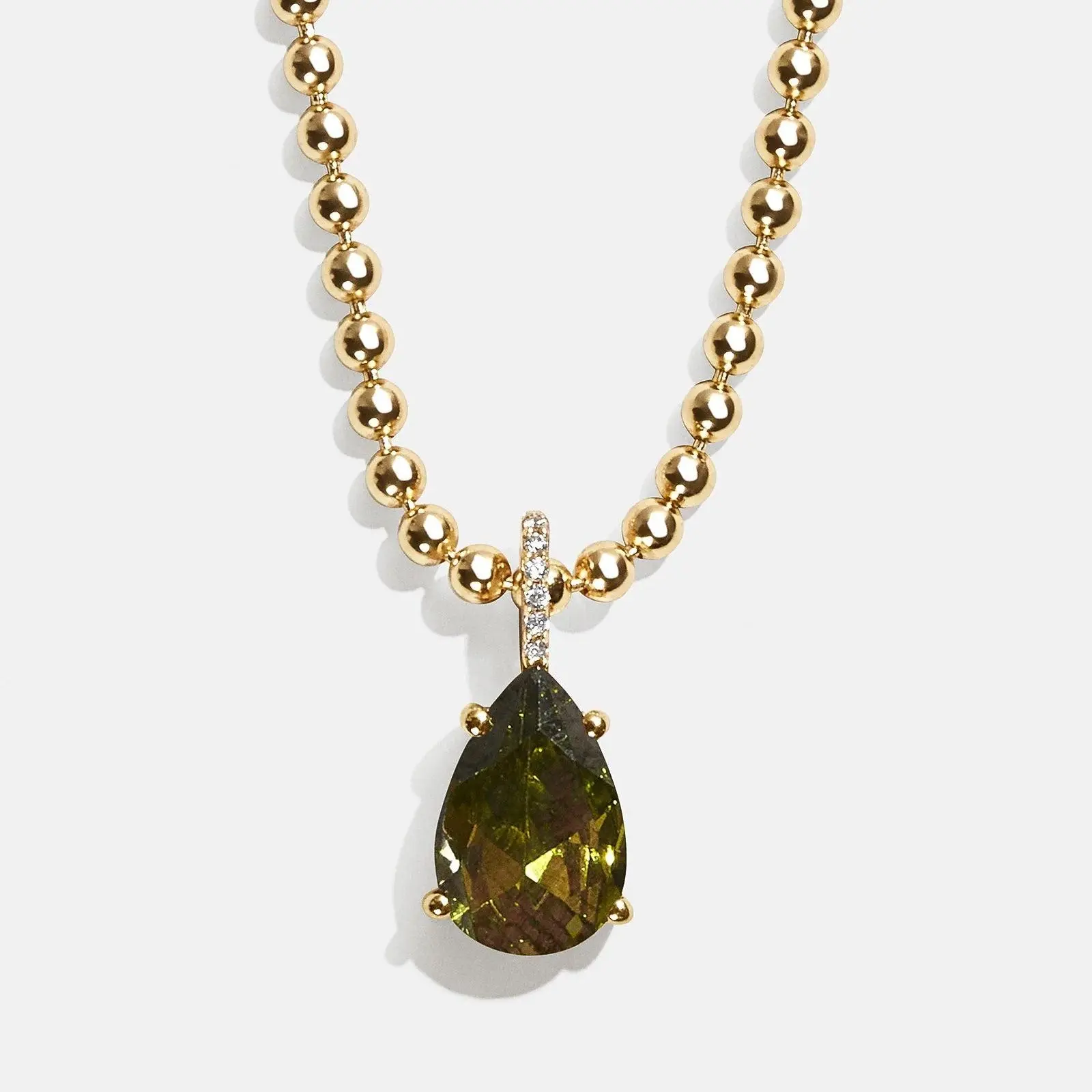 Esther 18K Gold Plated Sterling Silver Birthstone Necklace - Peridot