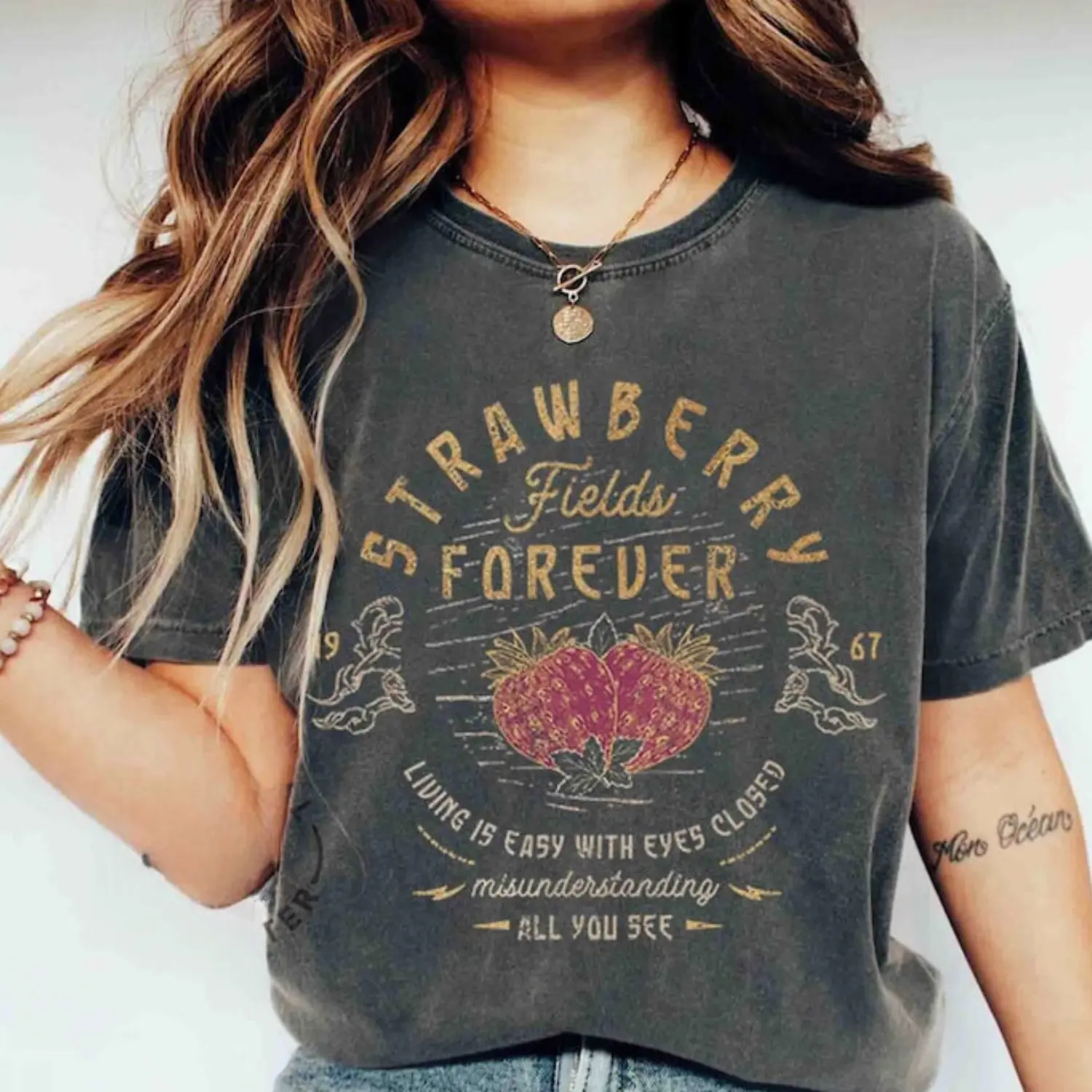 Old School Band Tee, Vintage Retro Band Tee, Beatle Strawberry Fields Rock Band Tee, Oversized Trendy Shirts, Comfort Colors