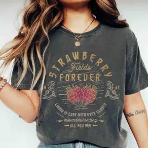 Old School Band Tee, Vintage Retro Band Tee, Beatle Strawberry Fields Rock Band Tee, Oversized Trendy Shirts, Comfort Colors