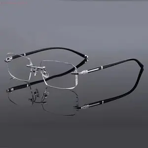 Unisex Vintage Rimless Edge-Cut Glasses, Stylish Frameless Anti-Blue Light Eyeglasses with lightweight flexible frame, comfortable all-day wear, ideal for reading, studying, office tasks and daily computer protection for casual everyday use