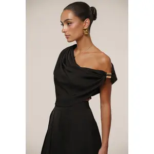 Black Gleam and Glow Satin Top