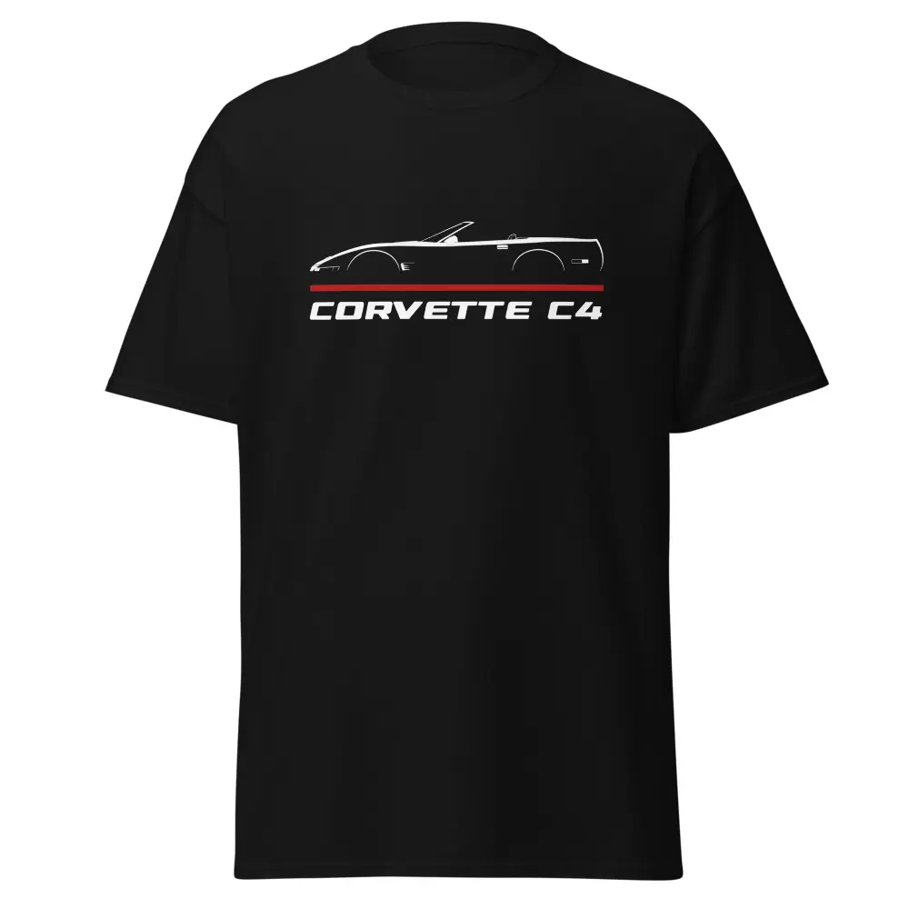 Men's Corvette C4 1991-1996 Graphic T-Shirt, Classic Fit Round Neck Cotton Menswear, Birthday Gift for Car Enthusiast Dad or Son, Streetwear, Tops, Fabric, Yarn, Shortsleeve, Tee, Hem, Tshirt