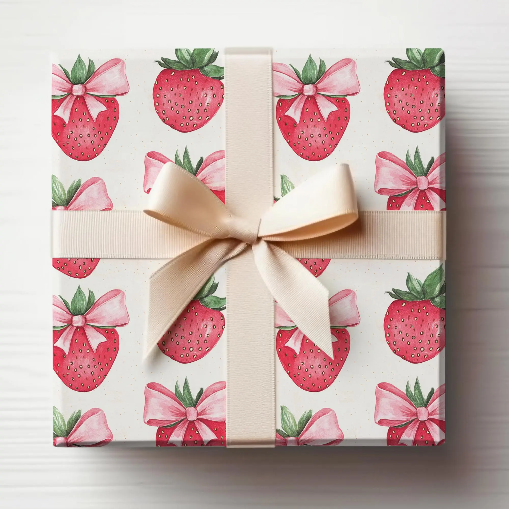 Strawberry Wrapping Paper Roll Coquette Wrapping Paper Strawberry Gift Wrapping Roll Strawberry Birthday Gift Wrap Roll Girly Gift Wrap