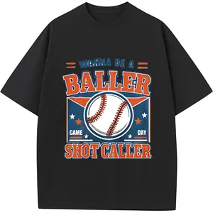 Wanna Be A Baller Shot Caller" Vintage Baseball T-Shirt Game Day Baseball Graphic Tee for Men Women