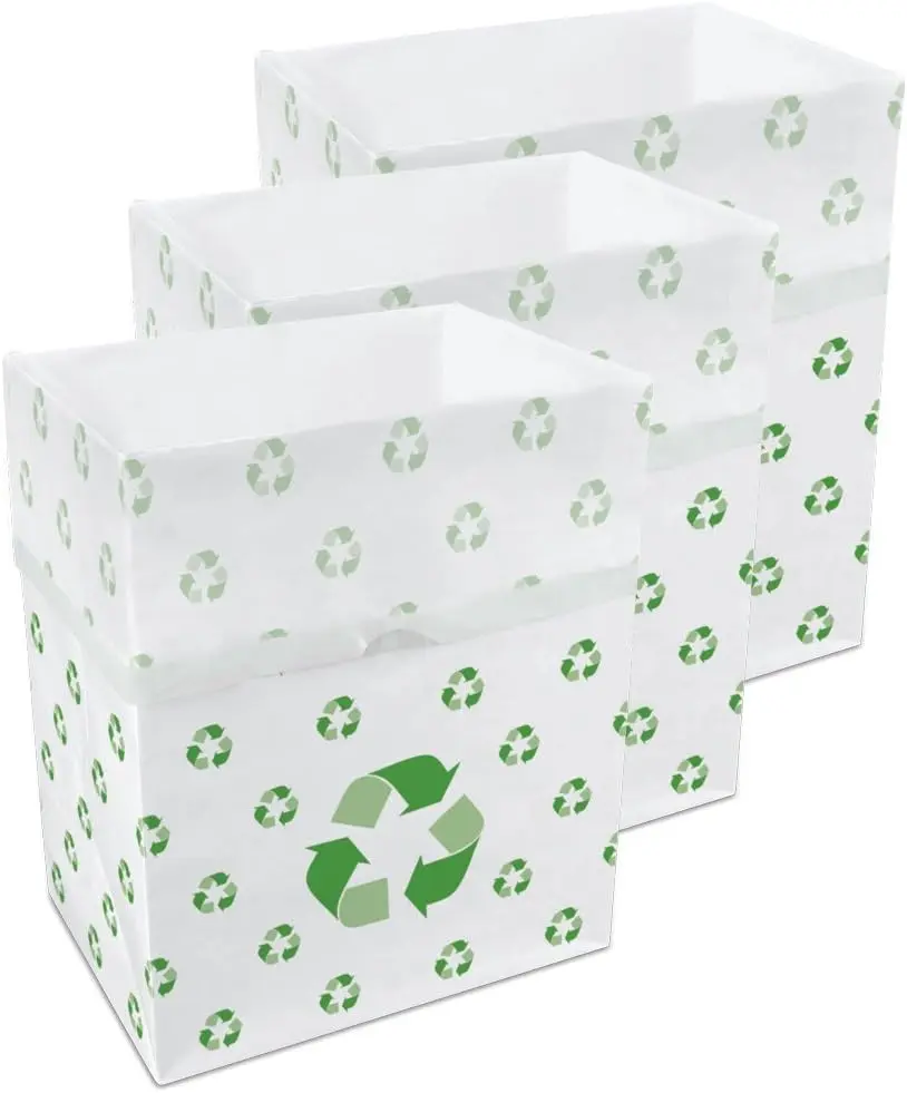 13 Gallon Disposable Pop-Up Trash Cans (3-Pack) with Fitted Bags  Foldable Garbage & Recycling Bins for Parties, Events & Kitchen (Recycle, 17" H x 13.5" W x 10" D)