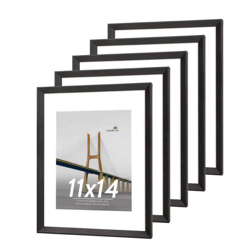 Scholartree 5 PACK 11 x 14 Wooden Picture Frames Set-11x14 Matted to 8x10 Wall Frames, White