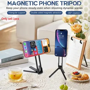 Magnetic Phone Holder Tripod Stand, Multi-Functional Photography Mount, Portable Horizontal Vertical Shot, Extendable Light Desk Tripod