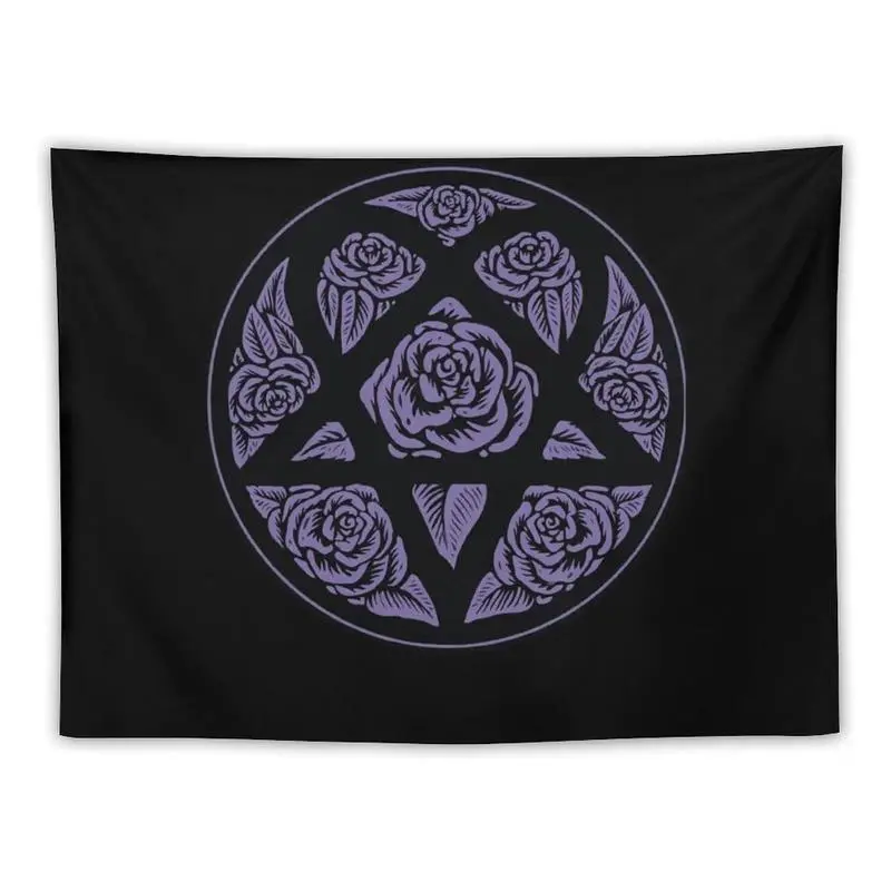HIM Band Heartagram-Print Purple Synthetic Trippy Tapestry - Ville Valo Signature Hearts Decor, Anti-Pilling Lightweight Polyester Room Accessory, Size-Optional Hand Wash Wall Hanging with Sticker, All Over Print All Seasons Home Inspo Picnic Mat