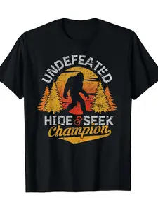 Men S Hide Seek Graphic T Shirt with Orange Lettering Loose Fit Casual Round Neck Short Slee Gift for Boyfriend Christmas