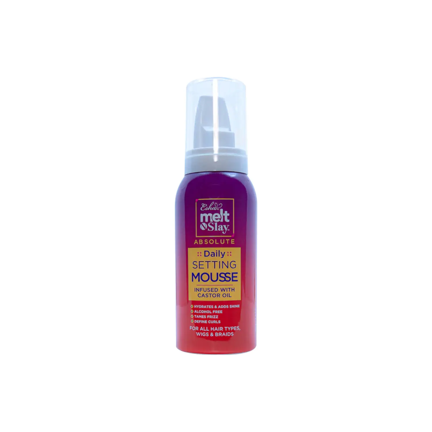 Esha Melt N Slay Daily Hair Setting Mousse - Volumizing Frizz-Control Formula for a Smooth Shine, Non-Sticky and Humidity Resistant Haircare for Adults, Butane, Humidity Resistance, Adds Volume