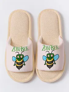 Zom-Bee Fun Zombie Bee Print Toe-Open Slippers, All Season Soft Sole Home Floor Slipper, Anti-Slip Breathable Non-Stinky Footwear