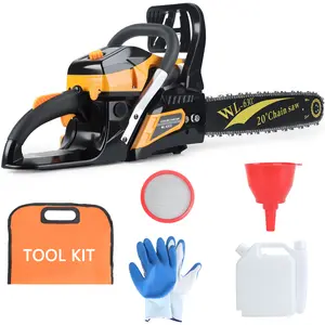 20-Inch 63CC Gas Powered Chainsaw, 2 Stroke Handed Petrol Gasoline Chain Saw with Ergonomic Handle, Small Vibration Cordless Logging Saw Woodworking Tool