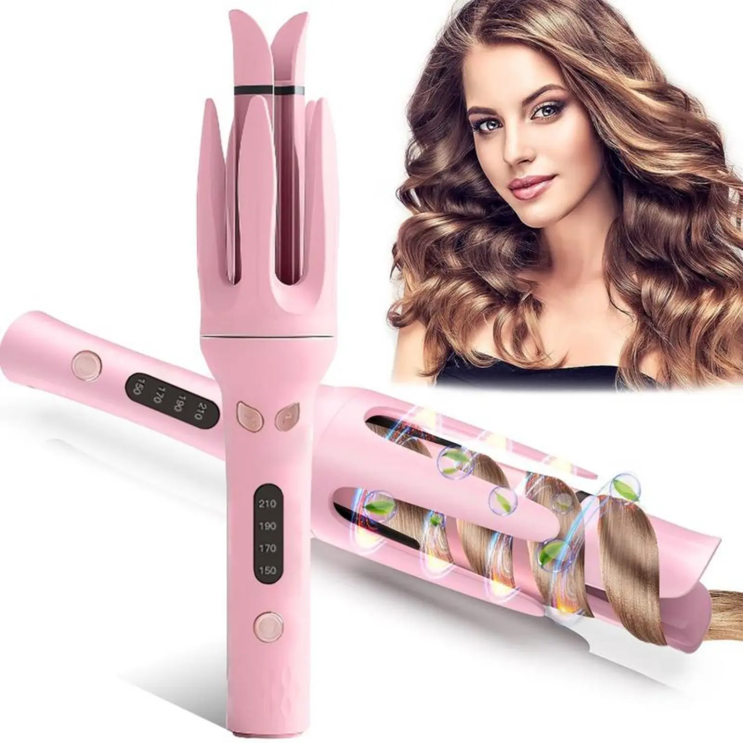Automatic Curling Stick Lazy Curling Tool Electric Rotary Curler Large Curl Without Damaging Hair 28mm Comfort 4 Modes Temperatures Beige gifts for girl
