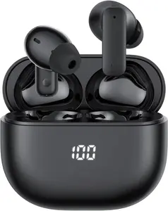 Noise Cancelling  Earbuds, Built-in 4 Mics,  5.4 in Ear Headphones, LED Display Stereo Bass Earphones with  case, for , Android Smartphone, Tablet, Laptop