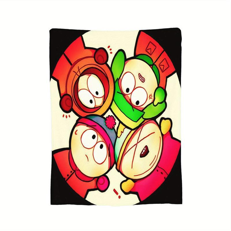 South Park 2 Theme Soft Flannel Blanket - Vibrant Cartoon Character Design, Essential for Home, Office, and Travel, Perfect Christmas Birthday Gift soft flannel sofa
