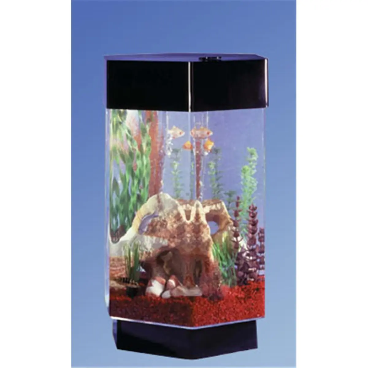 212 MAIN 12 in. Portable Hexagonal Acrylic Water Tank - Compact Tabletop Home Aquarium Building Set with Lighting Included, Extension Cord Included for Fish Habitats
