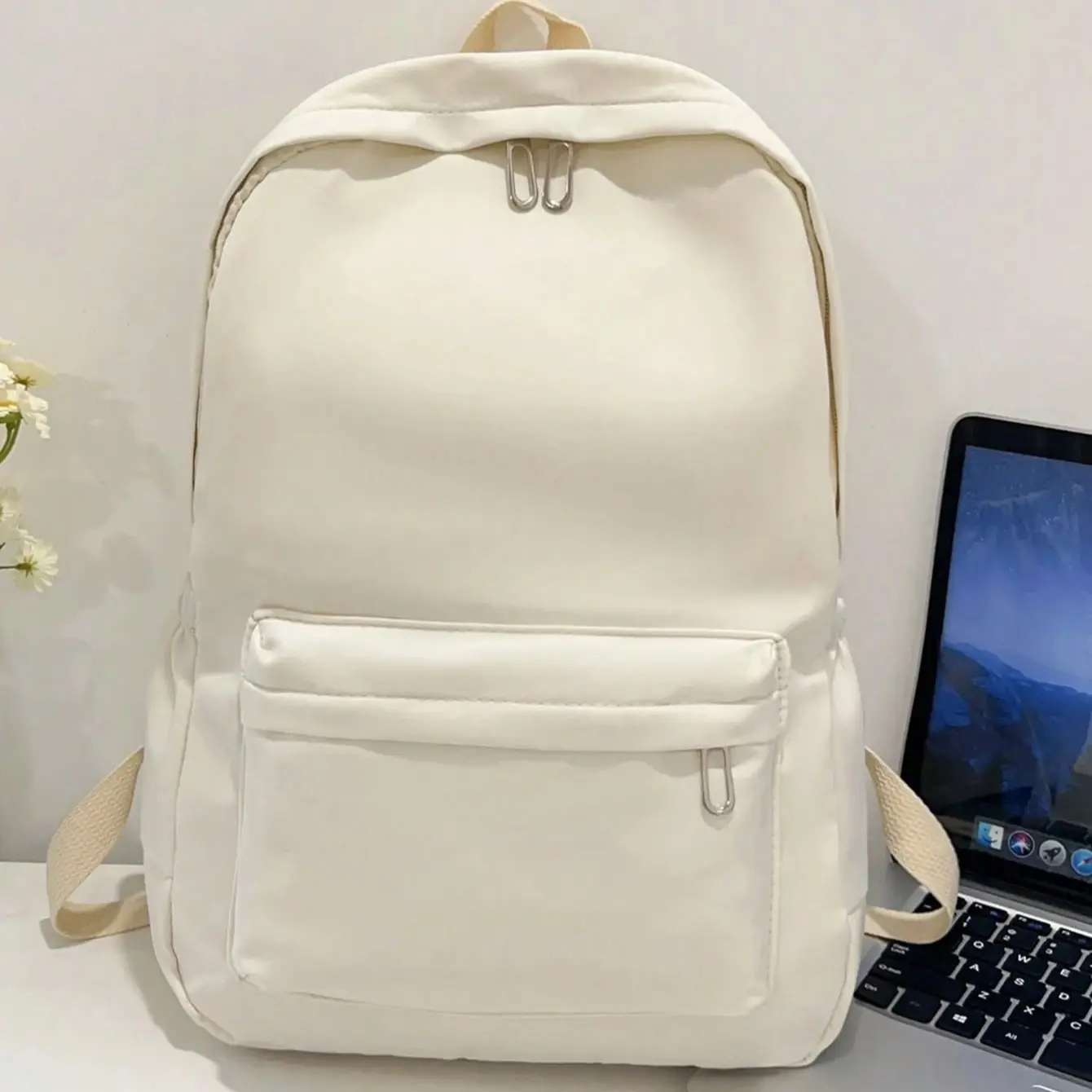 Simple Solid Color Versatile Large Capacity Student Backpack  display picture 1