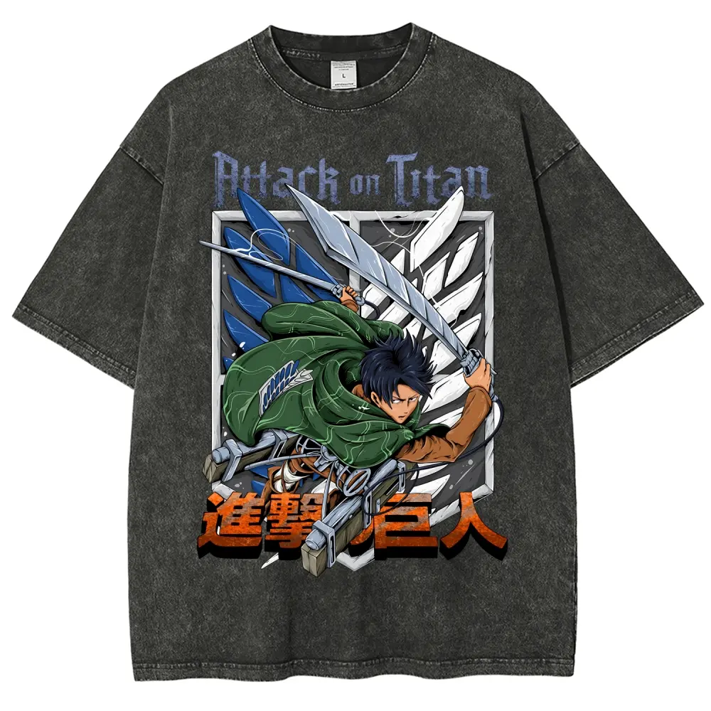 Attack on Titan Anime Vintage Tee 90s Graphic Tees Men's t Shirts Graphic Tee t Shirts Funny Graphic Tee Good Graphic Tees Men's Graphic Tees Streetwear Outfits Men Vacation Outfits Oversized Tshirt Men