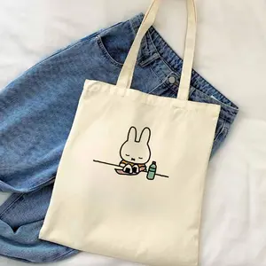 Miffy Tote Miffy Bunny Eating Lunch Canvas Tote Bag
