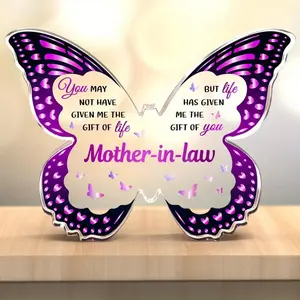 Mother In Law Gifts for Mothers Day, Mother-In-Law Gifts from Daughter-In-Law, Butterfly-Shaped Decorative Acrylic Plaque, Gift Idea for Birthdays Wedding Christmas Valentine