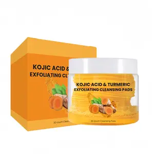 Turmeric & Kojic Cleansing Pads 60Pads for Deep Pore Clean, Oil Balance & Acne-Fight -Moisturizing & Brightening - Ideal for Sensitive Skin -Travel Friendly Makeup Makeup Remover