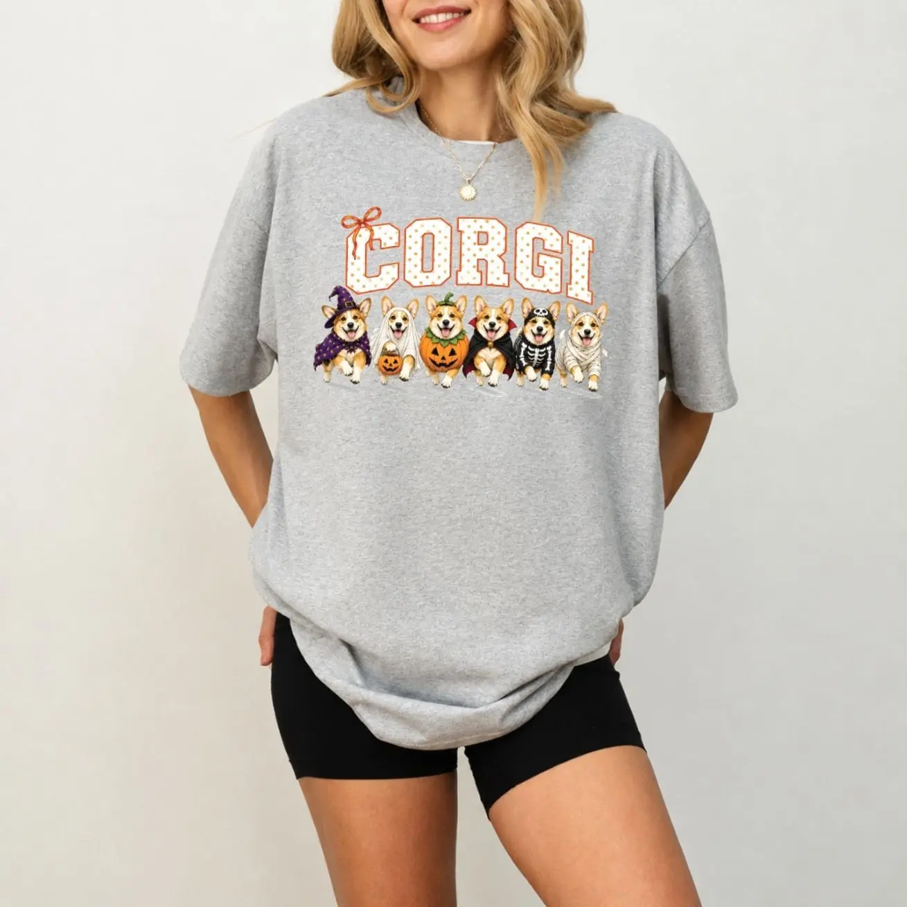 Halloween Corgi Dog T-Shirt, Funny Costume Corgi Graphic Tee, Corgi Lover Gift, Dog Mom Shirt, Spooky Fall Pet Apparel