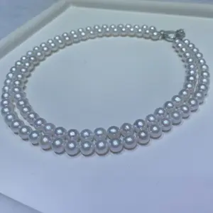 High quality ‘Moonlight Duet’ Double-Round pearl, Not flat round pearl-Layer Freshwater Pearl Necklace,luster shine brightly,Luminous Twin Rows, Signature Couture S925 silver Clasp, double layer pearl necklace, two strand pearl necklace, layered necklace