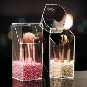 2pcs Acrylic Storage Box For Face Masks, Cosmetic Organizer, Clear Desk Shelf, Vanity Skincare Holder