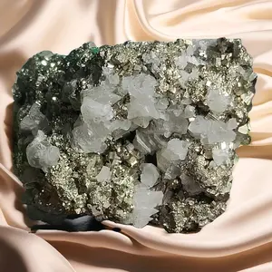 unique Pyrite and Quartz Crystal cluster