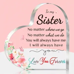 Gifts for Sister, Sister Gifts From Sisters, Engraved Acrylic Block Puzzle-Happy Birthday Gifts for Sister, Sister Gifts From Sisters Brothers, Unique Gifts for Sisters Adult
