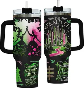 Emerald City Tumbler – Defying Gravity Musical Mug with Handle – Wicked Broadway Cup Gift for Theater Fans, Book Lovers & Fairytale Enthusiasts