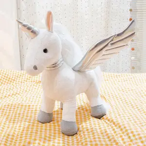 Dreamy Flying Unicorn Plush Toys Stuffed Standing Silver Wings Unicorn Doll Warm Cute Children Appease Doll Kawaii Home Decor