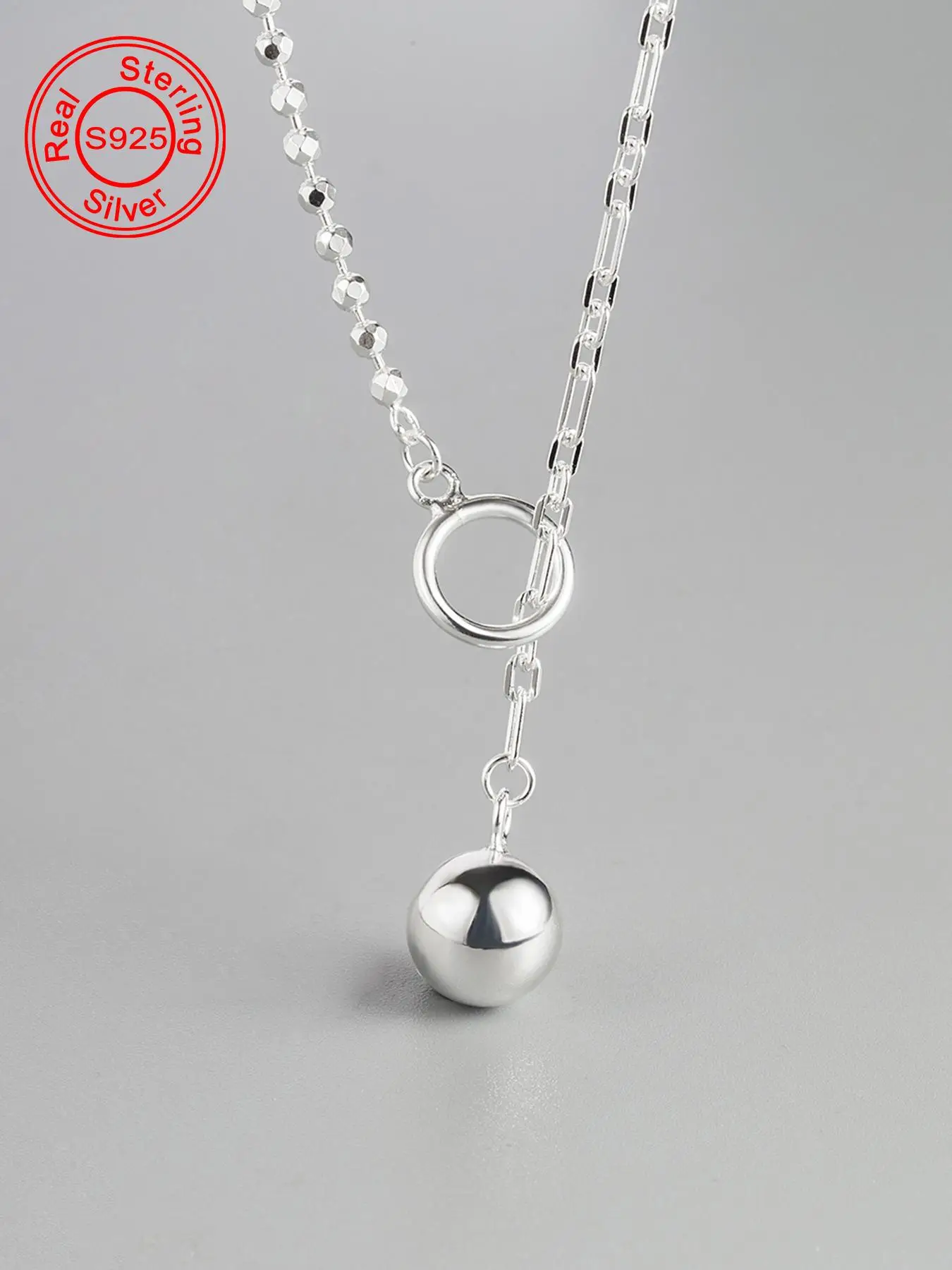 925 Sterling Silver Ball Decor Pendant Necklace, Fashion Jewelry Accessories for Party, Daily Clothing Decor for Girl, Trendy All-match & Exquisite Je