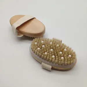 Solid Wood Boar Bristle Body Brush, Bath Massage Brush, Dry Brush, Exfoliating Beauty Brush, Fat Scrubber, Shower Tool