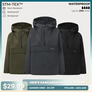 PUFFIT STM-TEX Men's Hooded Rain Jacket High-density,High-twist Fabric,Offering Waterproof,Stain-resistant,Windproof Properties,Shell Jacket,Ski Jacket,Spring Statements,Spring Jacket,Windbreaker,Dog Walking,School Running,Football Mum
