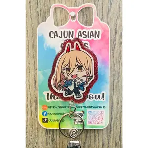 Anime Girl Inspired Badge Reel/ID Clip Retractable-(Alligator, Belt, MRI Safe, Carabiner Clips) & Non-Retractable Clips
