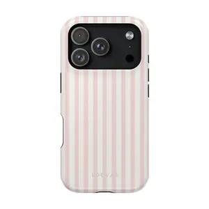 Magsafe Preppy Pink Striped Phone Case for iPhone 17 16 15 Pro Max, Magsafe Compatible Victoria Case, Coquette Aesthetic Slim Cover,