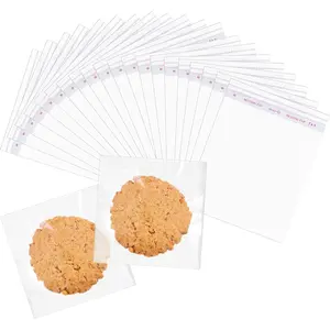 300 count 4x4 Inch Individual Cookie Bags with Seal,Self Sealing Cellophane  Bag,Clear Plastic Sleeves, Giving Packaging