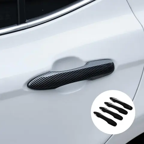 4 Pcs Easy Installation Exterior Door Handle Cover Car Door Trim Sticker Car Decorative Sticker Automotive Vehicle Accessory For Toyota Camry 2018 2025 Black Carbon Fiber Protector Guard Accessories