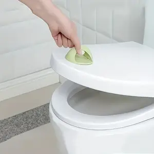 1pc Easy-Install Hygienic Toilet Lid Lifter - Sleek Green, Round Design for Enhanced Bathroom Hygiene, Fits Doors, Windows, Cupboards & Refrigerator - No Power Required