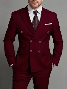 Men's Suit 2pcs Set, Business, Party, Formal Wear, Wedding Suit, Suit Jacket+ Trousers, Groomsmen Business, Formal Attire