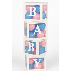 "BABY" Balloon Block Decoration Kit - Blue, Pink & White