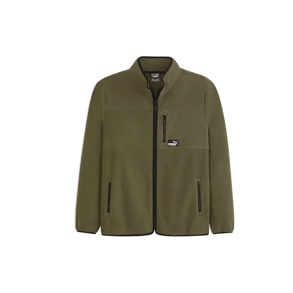 PUMA Mens Polar Fleece Color Blocked Jacket Athletic Outerwear Casual - Green