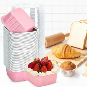 5oz Mini Cupcake Molds Set of 50, Aluminum Foil Baking Cups, Individual Dessert Cups for Selling, Parties, Picnics, Lightweight, Muffins