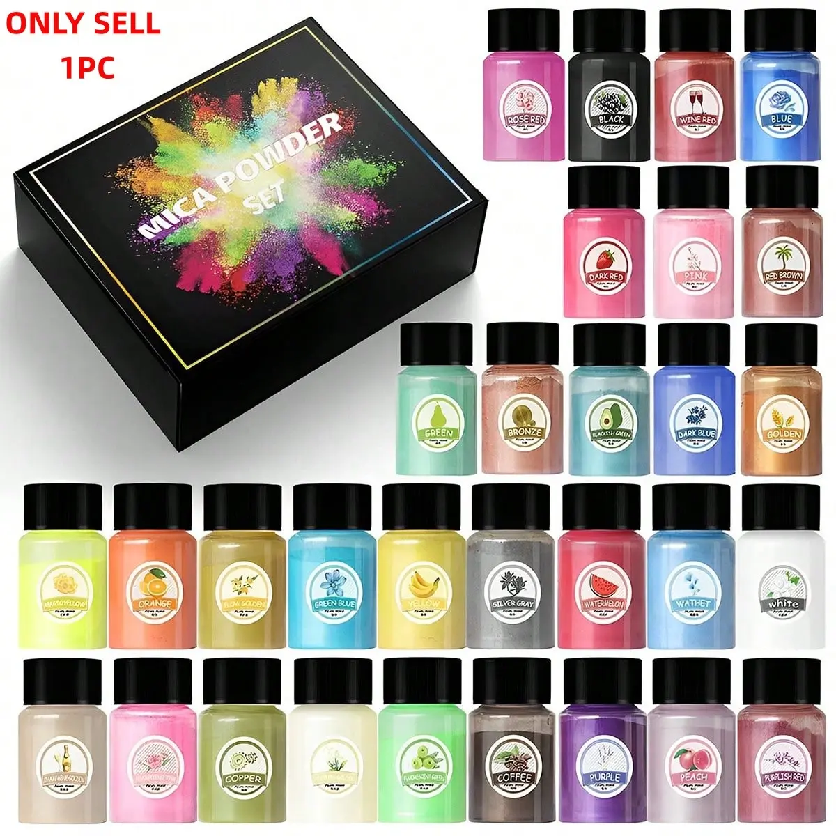 30-Color 20ml Epoxy Resin Pigment Set Candle Dye Pearlescent Powder Set DIY Epoxy Resin Mold Jewelry Making Coloring Agent Soap Candle Pigment Candle Making Supplies