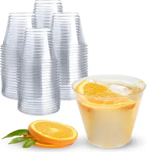 250-Pack - 9oz Clear Plastic Cups - Durable Disposable Plastic Wine Glasses for Party, Weddings, and Catering - Small Drinking Glasses for Cocktails and Beverages - Heavy-Duty Fruit Punch Cups