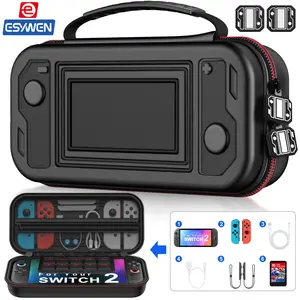 ESYWEN Switch Carrying Case for Nintendo Switch 2 (2025)/Switch/OLED, Protective Hard Shell Portable Case for Switch 2 Accessories, Rubber Handle, 10 Game Card Slots, Durable Nylonn (Only Included the case)