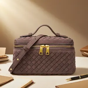 TikTok Viral Handwoven Suede Leather Box Bag| Women’s Premium Shoulder/Crossbody Bag (Commuter/Casual)